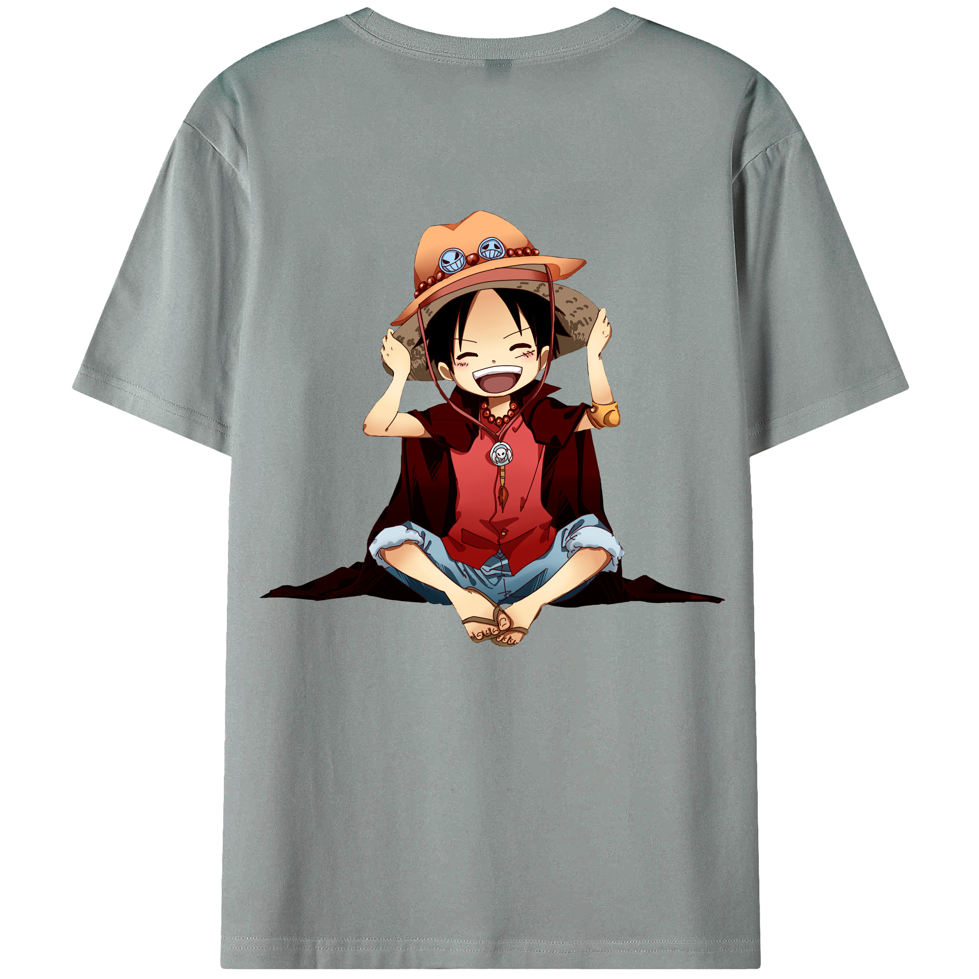 ワンピース モンキー・D・ルフィ ONE PIECE Monkey D. Luffy 綿100％ メンズ半袖Tシャツ（バックプリント） 通気性